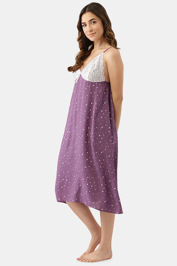 Buy Ms.Lingies Modal Mid Length Nightdress Purple at Rs.1399