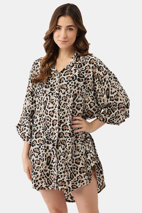 Ms.Lingies Satin Sleep Shirt - Brown