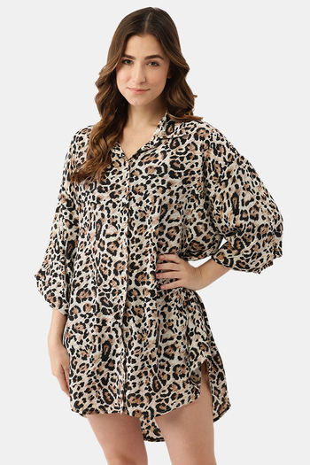 Buy Ms.Lingies Satin Sleep Shirt - Brown