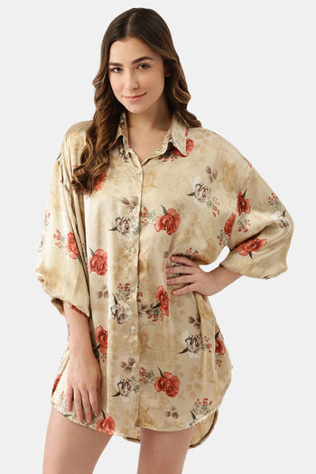 Buy Ms.Lingies Satin Sleep Shirt - Peach