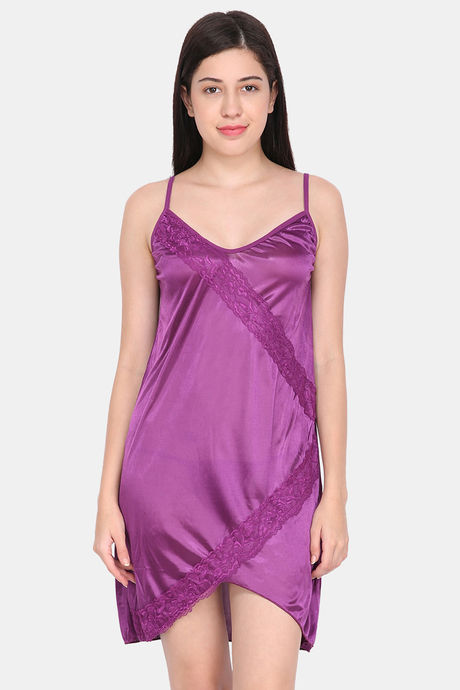 Ms.Lingies Satin Babydoll With Thong - Purple