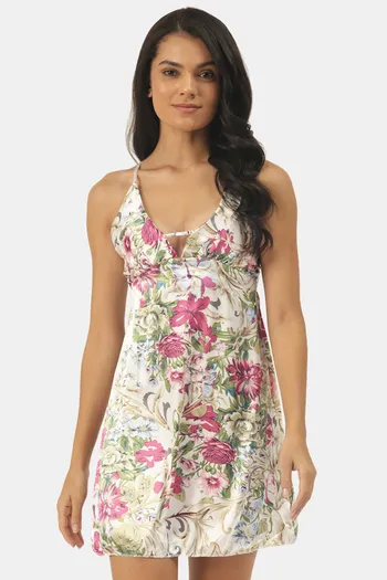 Buy Ms.Lingies Satin Babydoll With Thong - Assorted