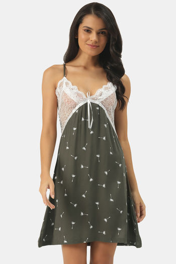 Buy Ms.Lingies Modal Babydoll With Thong - Olive