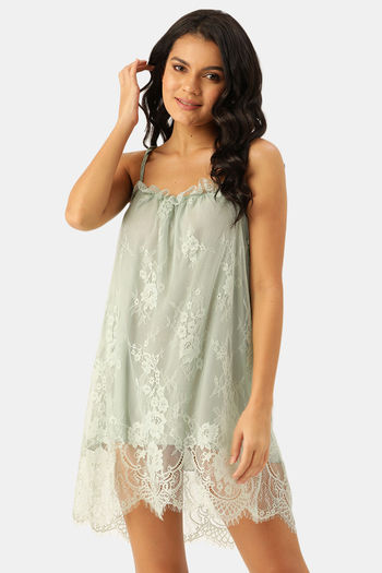 Buy Ms.Lingies Lace Babydoll With Thong - Green