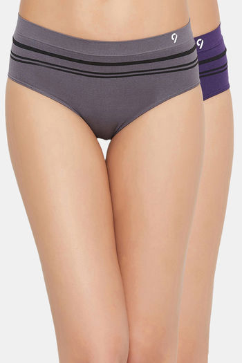 Buy C9 Medium Rise Three-Fourth Coverage Bikini Panty (Pack of 2) - Violet Grey