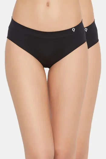 Buy C9 Medium Rise Three-Fourth Coverage Seamless Bikini Panty (Pack Of 2)  - Black Black at Rs.676 online