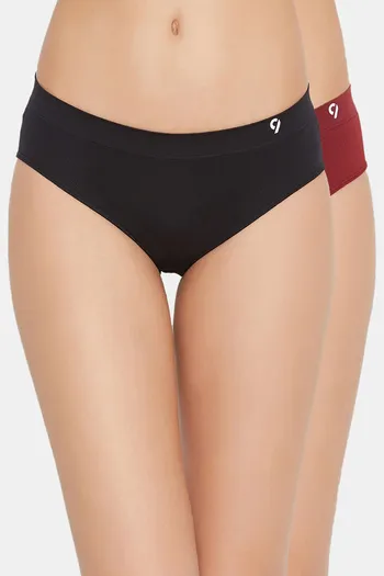 Buy C9 Medium Rise Three-Fourth Coverage Seamless Bikini Panty (Pack Of 2)  - Black Wine at Rs.676 online