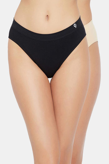 Buy C9 Mid Rise Seamless Bikini Panty (Pack Of 2) - Black Nude