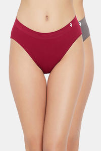 Buy C9 Mid Rise Seamless Bikini Panty (Pack Of 2) - Dark Grey Beet Red