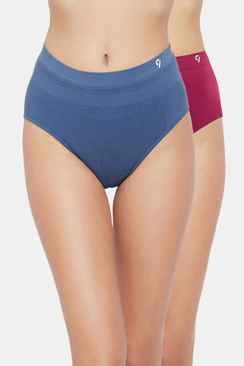 Buy C9 Mid Rise Seamless Bikini Panty (Pack Of 2) - Blue Horizon Dark Red