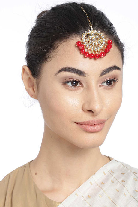 Buy Peora Gold Plated Kundan Pearl Maang Tikka Wedding Traditional