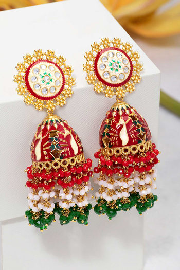 Traditional Pearl Jhumka Earrings for Bride | FashionCrab.com | Jhumka  earrings, Jhumka, Bold statement jewelry