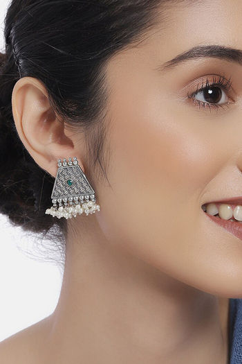 Rajasthani Ethnic German Silver Oxidised Earrings|studs|For Women & Girls.