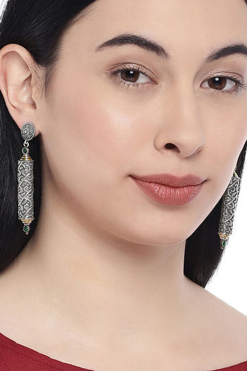 Gray Festive Wear Ladies Traditional Artificial Silver Earring, Surface  Finished: Polished, Size: 1.3 Inch at Rs 50/pair in Rajkot