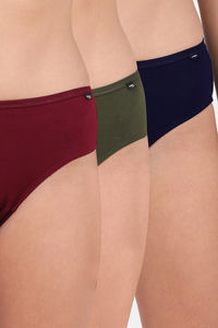 Buy Putchi Full Coverage Mid Rise Hipster Panty - Maroon Navy Olive
