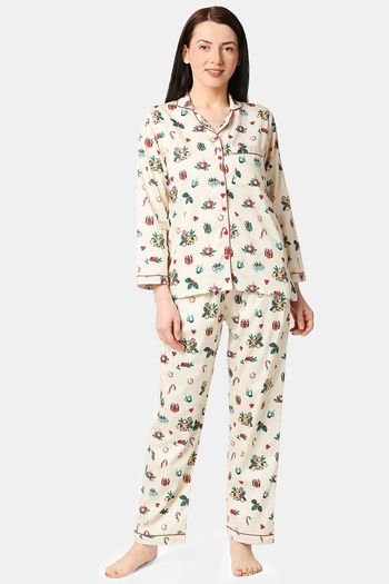 Buy Pyjama Party Cotton Pyjama Set Cream at online