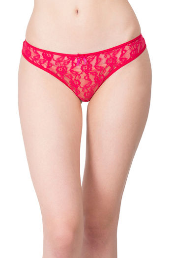 Buy Zivame All That Lace Low Rise Thong Panty- Red at Rs.495 online