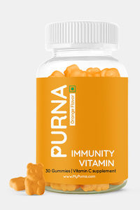 Buy Purna Bright skin Vitamin C Orange Gummies for Adults & Kids (Immunity, Antioxidant, Skincare, Organic Vitamin C Source, Vegan & Keto Friendly), 30 Gummy Bears (1 per day)