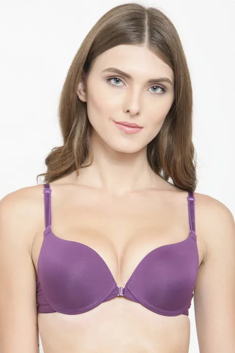 Buy PrettyCat Padded Wired Front Closure Push-Up Bra - Purple at Rs.494  online