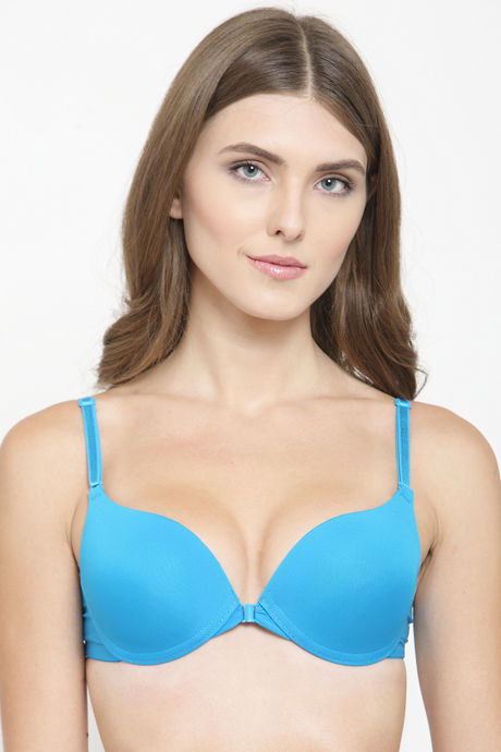 Buy PrettyCat Padded Wired Front Closure Push-Up Bra - Blue at Rs.360  online