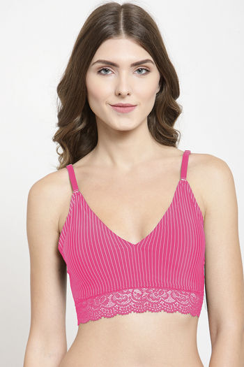 Buy PrettyCat Multicolor Self Design Lace Bralette Bra For Women