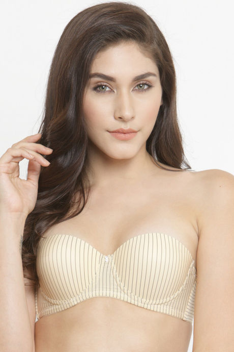 Buy PrettyCat Padded Wired Strapless Push-Up Bra - Beige at Rs.447 online