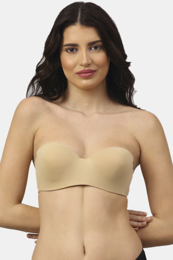Buy PrettyCat Padded Demi Coverage Strapless Bra - Beige at Rs.400 online