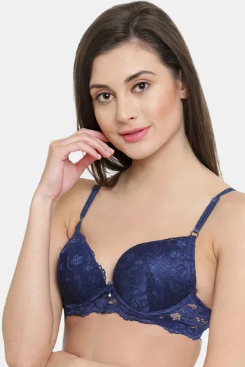 Buy PrettyCat Padded 3/4Th Coverage Lace Bra Bra - Blue at Rs.320
