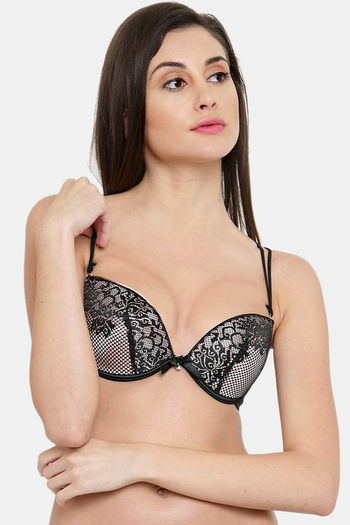 Buy PrettyCat Padded 3/4Th Coverage Lace Bra Bra - Black at Rs.360