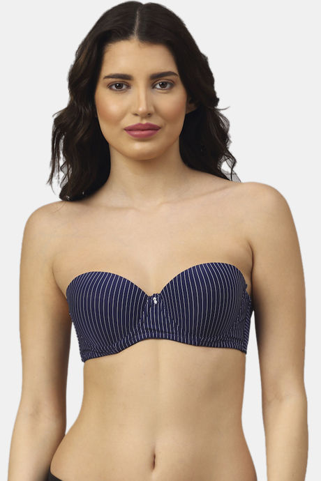 Buy PrettyCat Padded Demi Coverage Strapless Bra - Blue at Rs.447 online