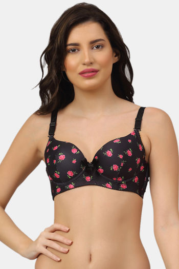 Buy PrettyCat Padded 3/4Th Coverage T-Shirt Bra - Black at Rs.400 online