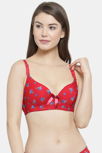 Buy PrettyCat Padded 3/4Th Coverage T-Shirt Bra - Red at Rs.400