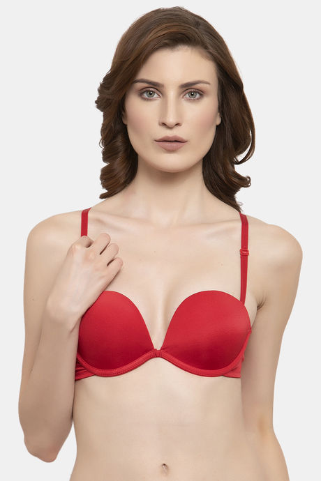 Buy PrettyCat Plunge Wired Demi Coverage Push-Up Bra - White at Rs