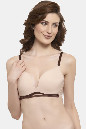 Buy BITZ Padded Non Wired 3/4th Coverage T-Shirt Bra - Barberry at Rs.350  online