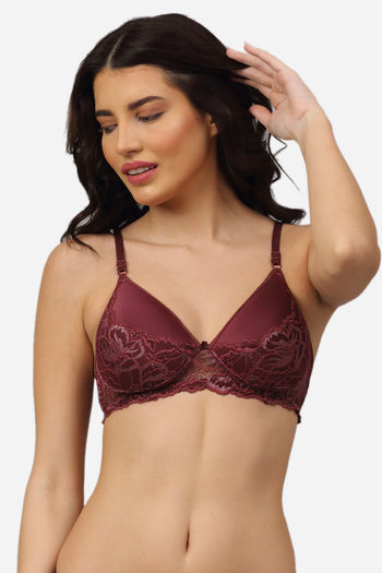 Buy PrettyCat Padded 3/4Th Coverage T-Shirt Bra - Maroon at Rs.376