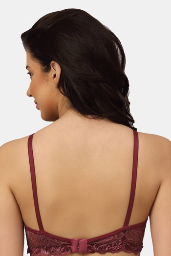 Buy PrettyCat Padded 3/4Th Coverage Lace Bra Bra - Maroon at Rs.320 online