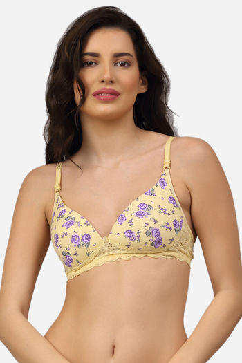 Buy PrettyCat Padded 3/4Th Coverage T-Shirt Bra - Yellow at Rs.320 online