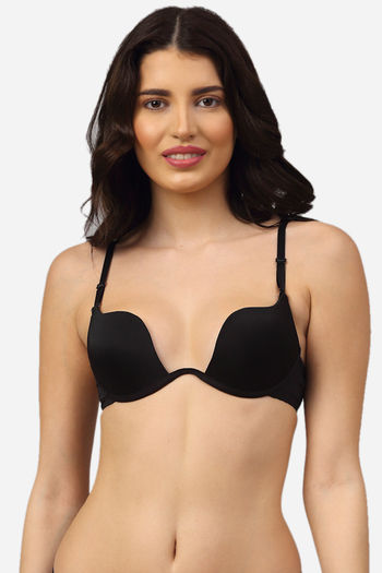 Buy Zivame Watch Your Back Laser Wings Smooth Moderate Pushup Bra- Black at  Rs.1195 online