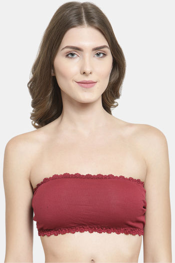 Buy PrettyCat Padded Demi Coverage Tube Bra - Maroon at Rs.450 online