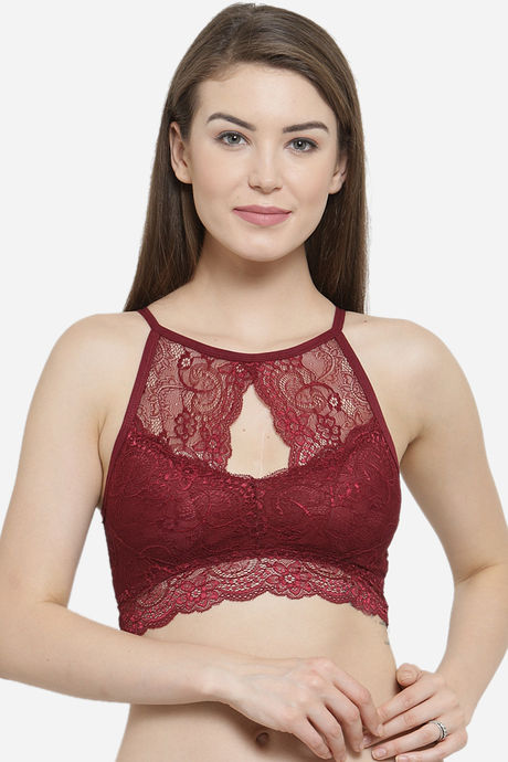 Buy PrettyCat Padded Non-Wired Full Coverage Bralette - Maroon at Rs.539  online