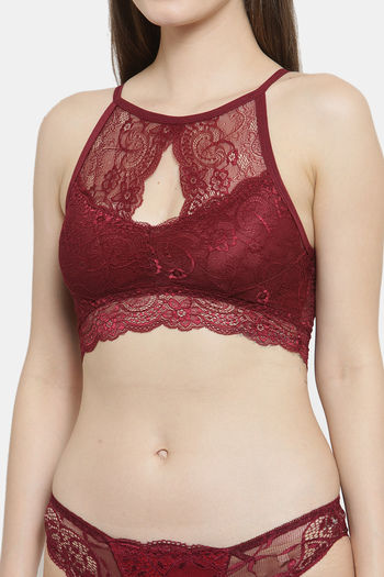 Buy PrettyCat Padded Non-Wired Full Coverage Bralette - Maroon at Rs.539  online