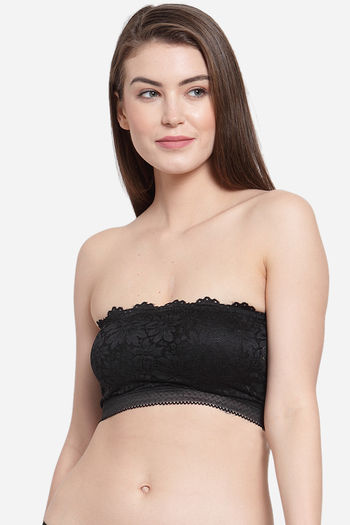 Buy Triumph Padded Wired New Lace Bandeau Tube Bra - Black online