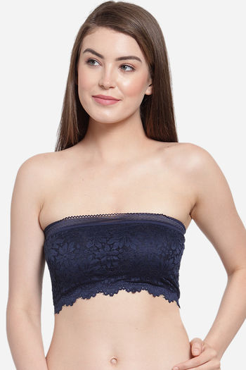 Buy PrettyCat Padded Demi Coverage Tube Bra - Blue at Rs.447 online