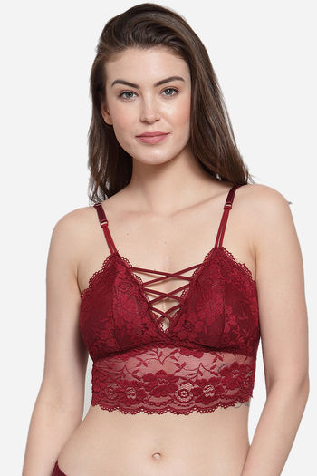 Buy PrettyCat Padded Full Coverage Bralette - Maroon at Rs.450 online