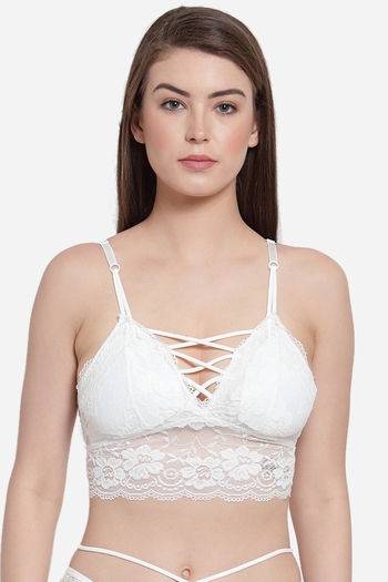 Buy PrettyCat Padded Full Coverage Bralette - White at Rs.450 online