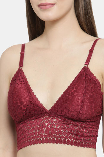 Buy PrettyCat Padded Full Coverage Bralette - Maroon at Rs.333 online