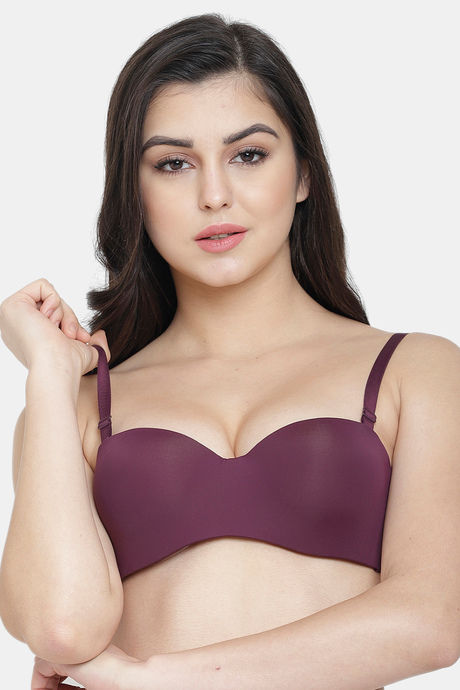 Buy PrettyCat Padded 3/4Th Coverage Lace Bra Bra - Maroon at Rs.320 online