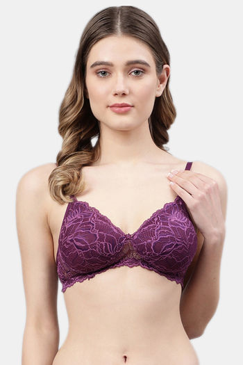 Buy PrettyCat Purple Lace Bralette & Panty Set for Women Online