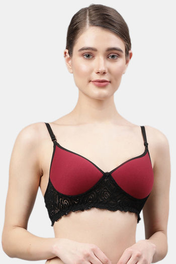 Buy PrettyCat Non-Wired Medium Coverage T-Shirt Bra - Maroon at Rs.360  online
