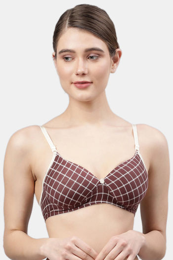 Buy PrettyCat Non-Wired Medium Coverage T-Shirt Bra - Brown at Rs